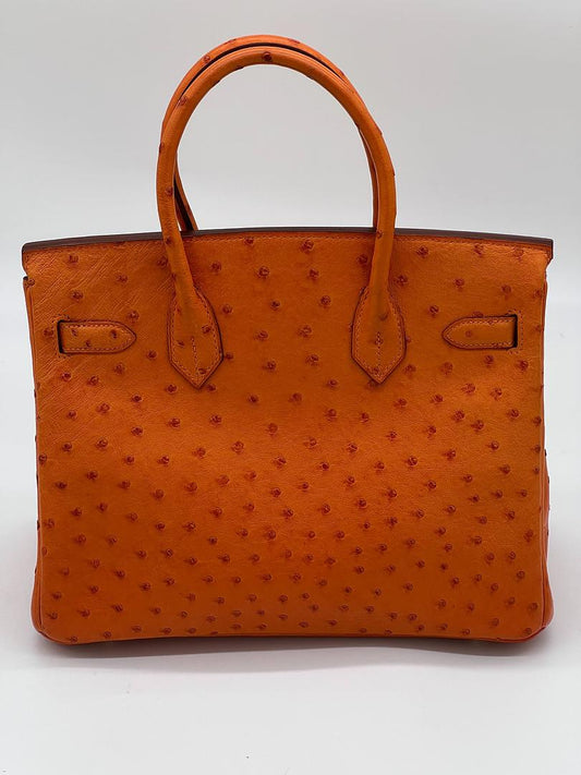 Birkin 30 Ostrich Tangerine Orange Gold Hardware