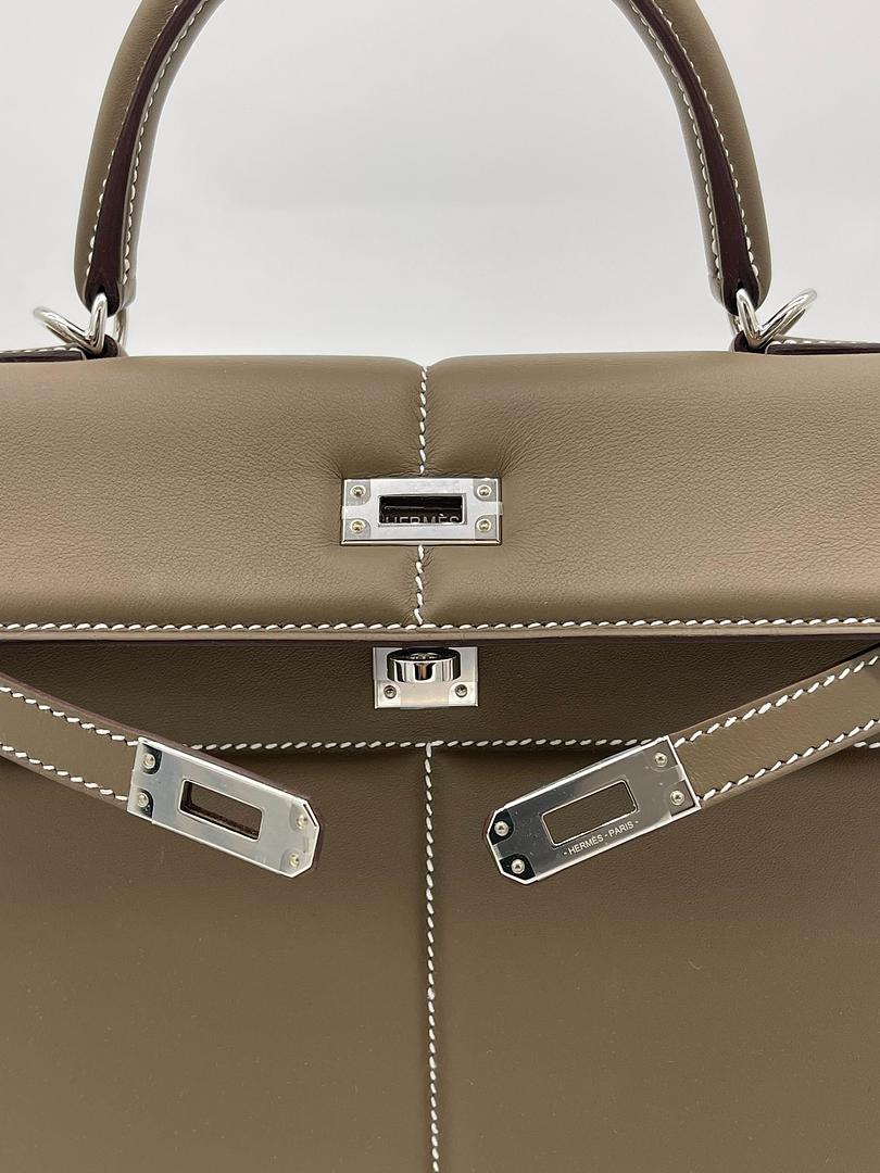 Kelly 25 Etoupe Swift Padded Palladium Hardware Kelly 25 Etoupe Swift Padded Palladium Hardware