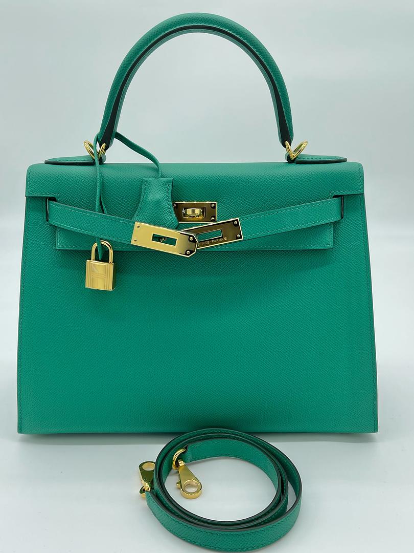 Kelly 28 Epsom Vert Jade Gold Hardware Kelly 28 Epsom Vert Jade Gold Hardware