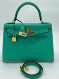 Kelly 28 Epsom Vert Jade Gold Hardware Kelly 28 Epsom Vert Jade Gold Hardware