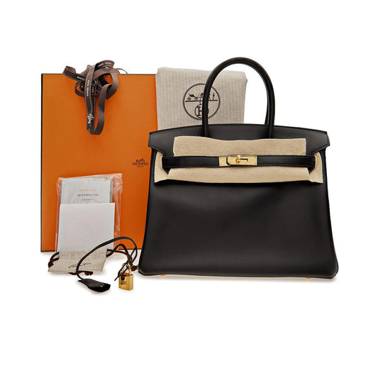 Birkin 30 Box Leather Noir Gold Hardware