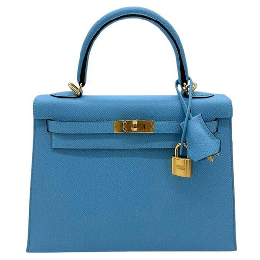 Kelly 25 Epsom Celeste Gold Hardware