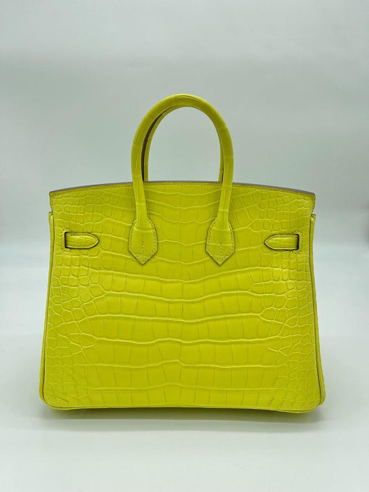 Birkin 25 Matte Mississippi Alligator Lime Palladium Hardware