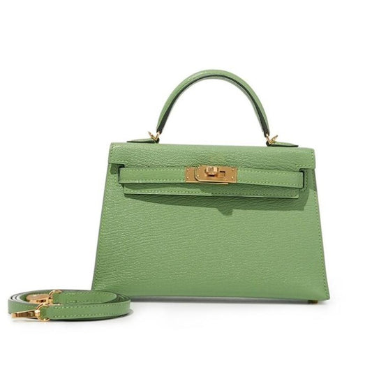 Kelly 20 Chèvre Mysore Vert Criquet Gold Hardware