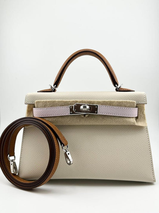 Kelly 20 Tricolore Epsom Craie/Mauve Pale/Gold Palladium Hardware