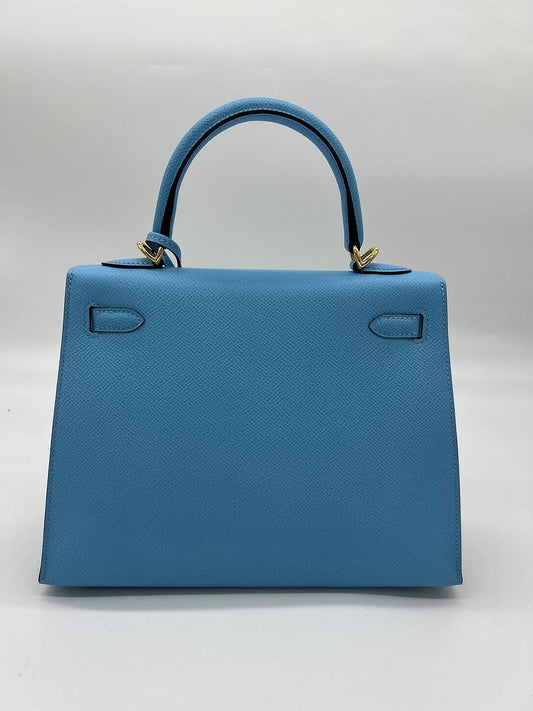 Kelly 25 Epsom Celeste Gold Hardware