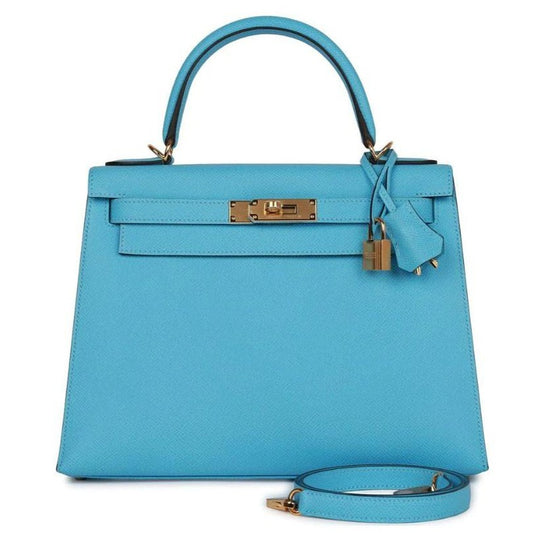 Kelly 28 Epsom Bleu Atoll Gold Hardware
