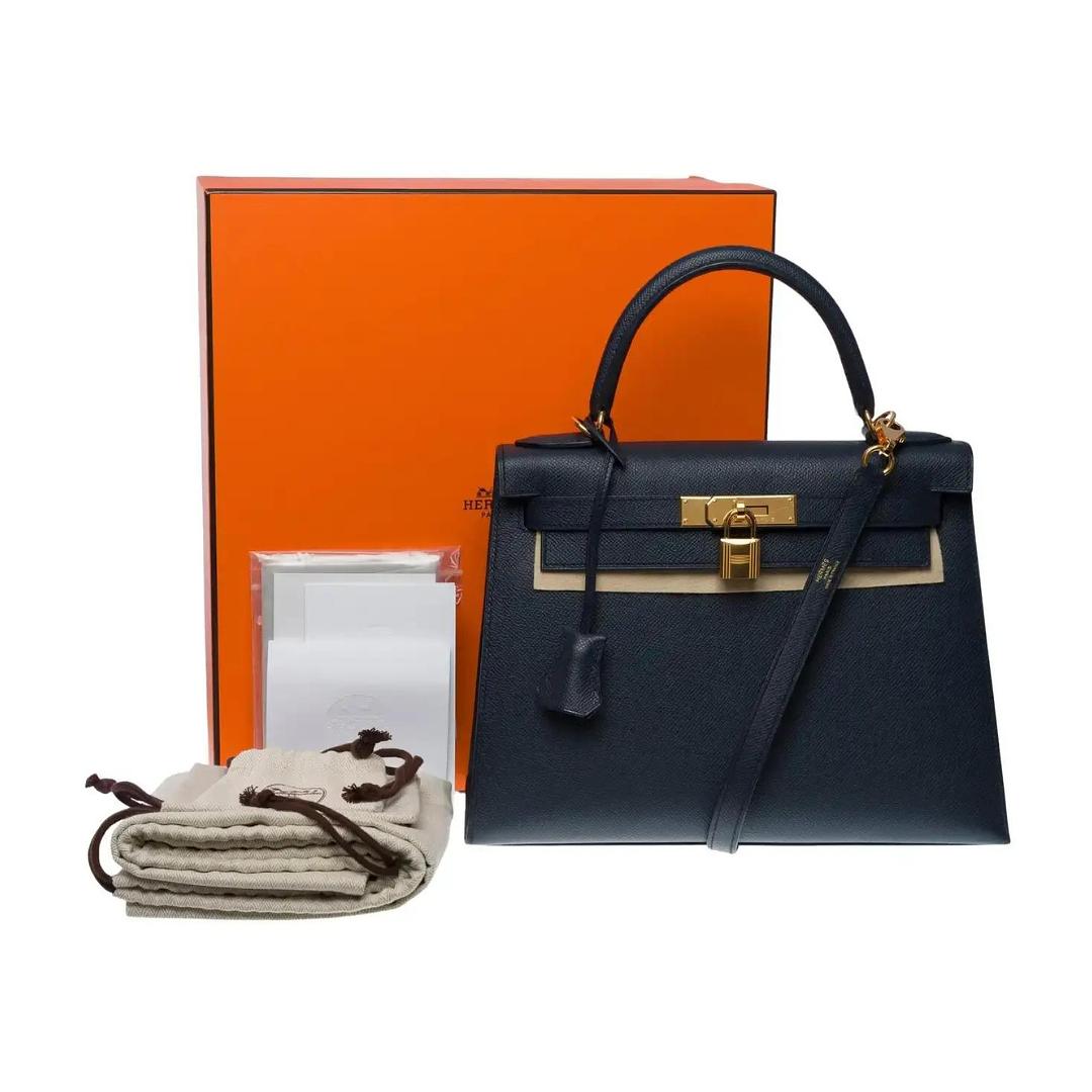 Kelly 25 Epsom Bleu Indigo Gold Hardware Kelly 25 Epsom Bleu Indigo Gold Hardware