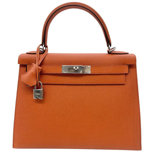 Kelly 28 Epsom Potiron Orange Palladium Hardware