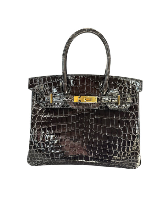 Birkin 30 Crocodile Graphite Gold Hardware