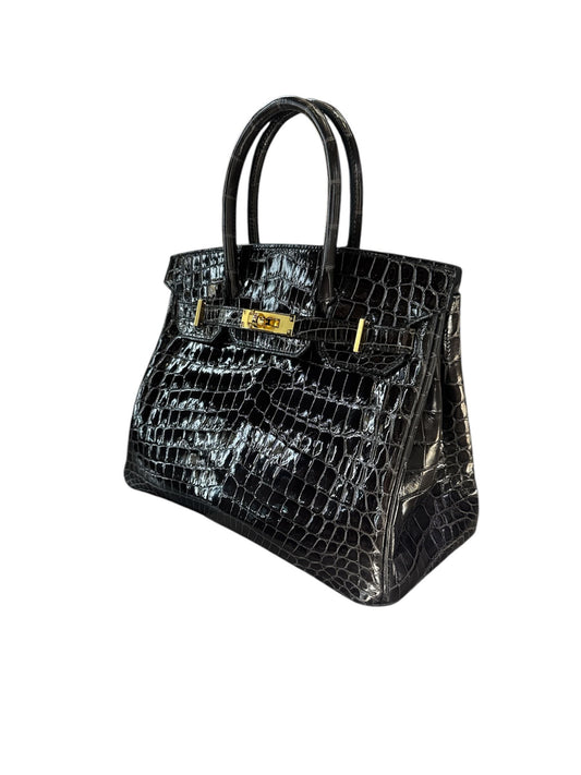 Birkin 30 Crocodile Graphite Gold Hardware