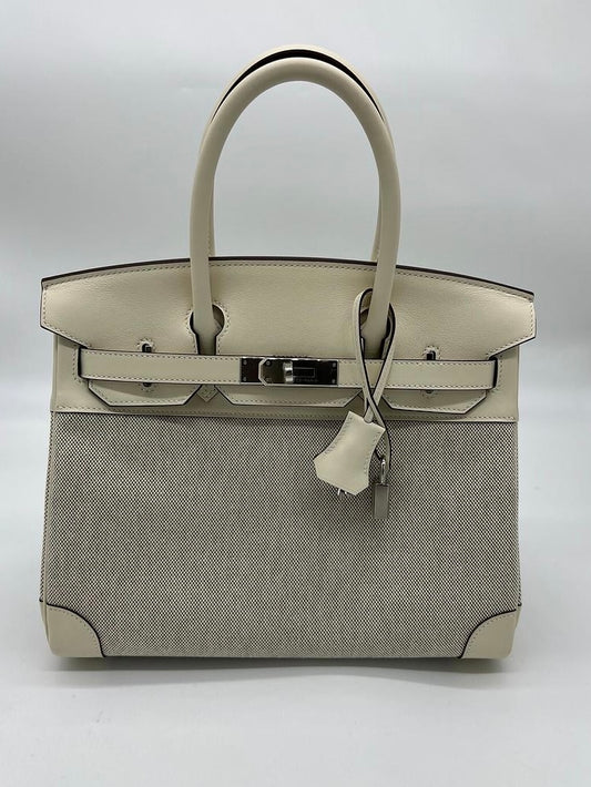 Birkin 30 Canvas & Swift in Ecru/Nata Palladium Hardware