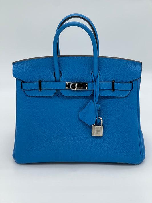 Birkin 25 Togo Bleu Zanzibar Palladium Hardware