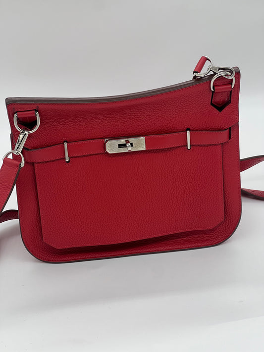 Jypsiere 28 Clemence Rouge Taurillon Palladium Hardware