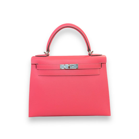 Kelly 28 Epsom Rose Azalee Palladium Hardware