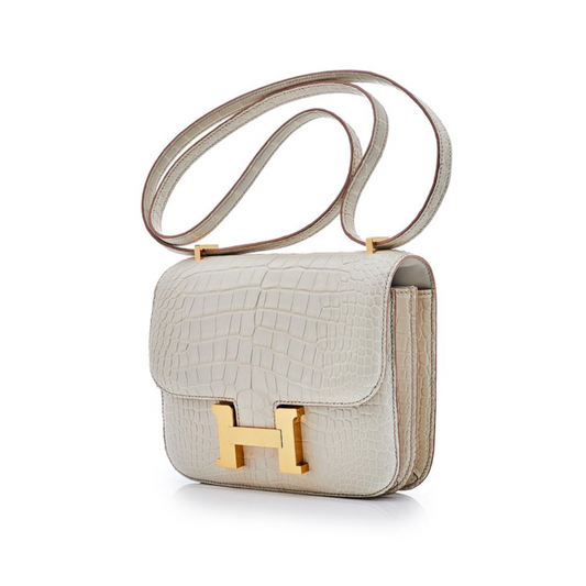 Constance 18 Matte Mississippi Alligator Beton Gold Hardware