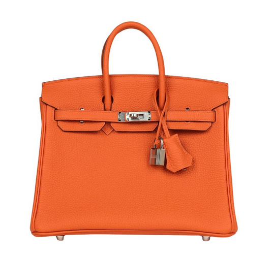 Birkin 25 Togo Orange Palladium Hardware