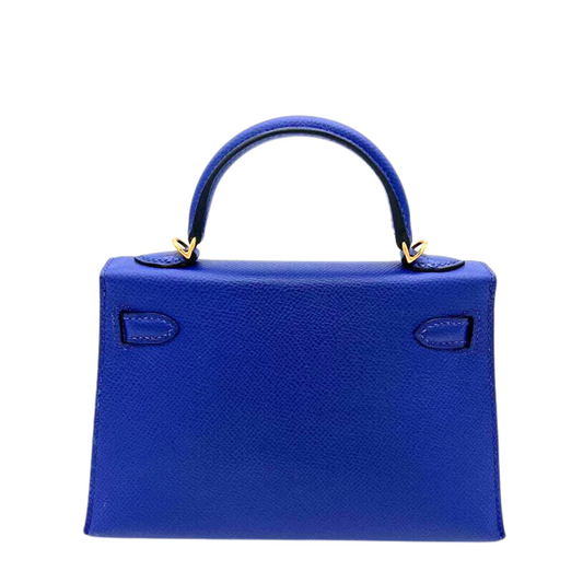 Kelly 20 Epsom Bleu Electrique Gold Hardware