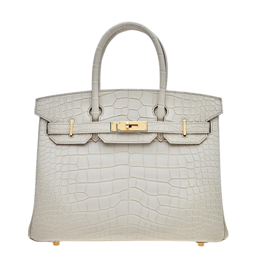 Birkin 30 Matte Alligator Mississippi Beton Gold Hardware