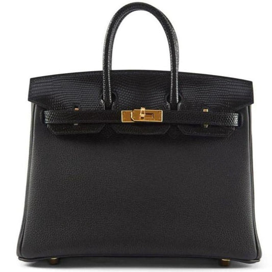 Birkin 25 Lizard Touch Noir Togo Gold Hardware