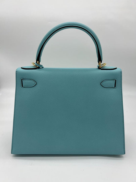 Kelly 28 Epsom Bleu Atoll Gold Hardware