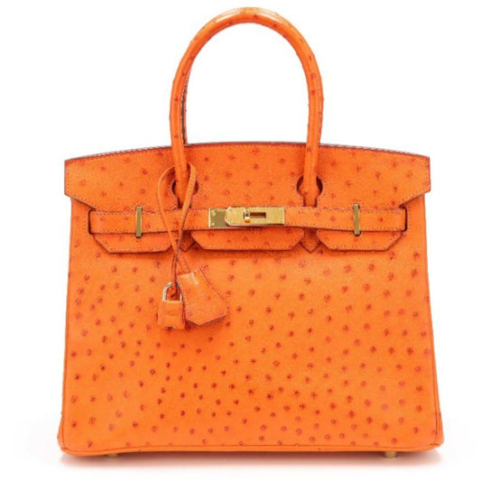 Birkin 30 Ostrich Tangerine Orange Gold Hardware