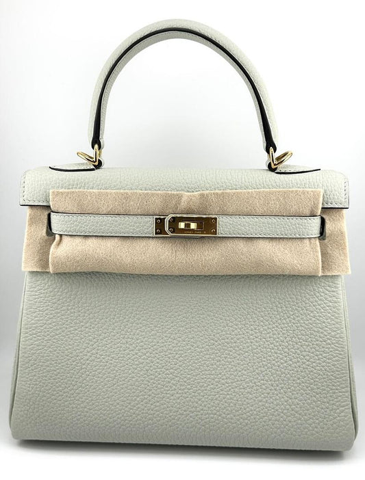 Kelly 25 Togo Gris Neve Gold Hardware