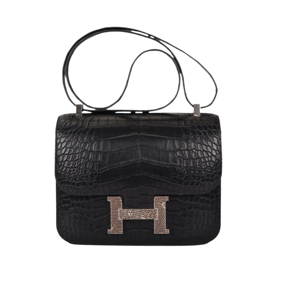 hermes constance 24 black matte alligator with ombre buckle PHW – Ruelamode