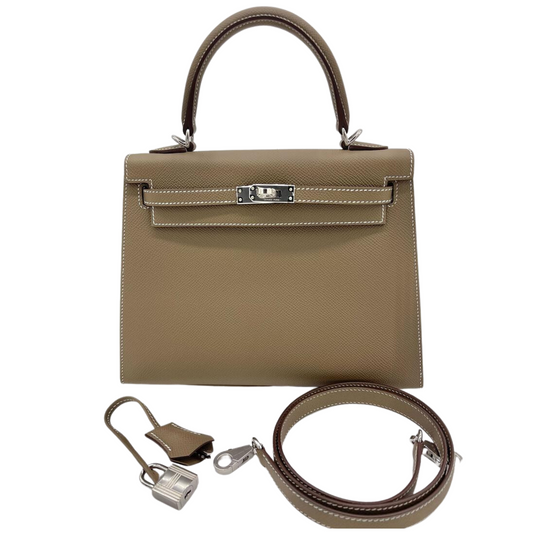 Kelly 25 Epsom Etoupe Palladium Hardware
