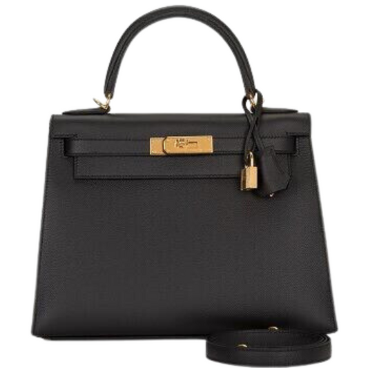 Kelly 28 Epsom Noir Gold Hardware