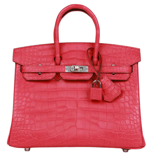 Birkin 25 Matte Alligator Rose Extreme Palladium Hardware