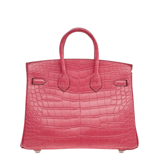 Birkin 25 Matte Alligator Rose Extreme Palladium Hardware