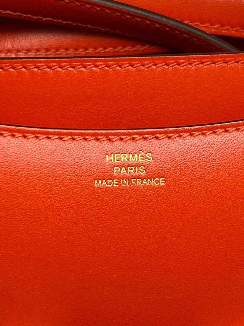 Auth HERMES Bleu France Gold Hardware Mini Constance 18 19 Bag Handbag  Swift