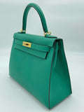 Kelly 28 Epsom Vert Jade Gold Hardware