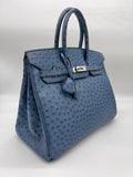 Birkin 35 Ostrich Bleu Roy Palladium Hardware