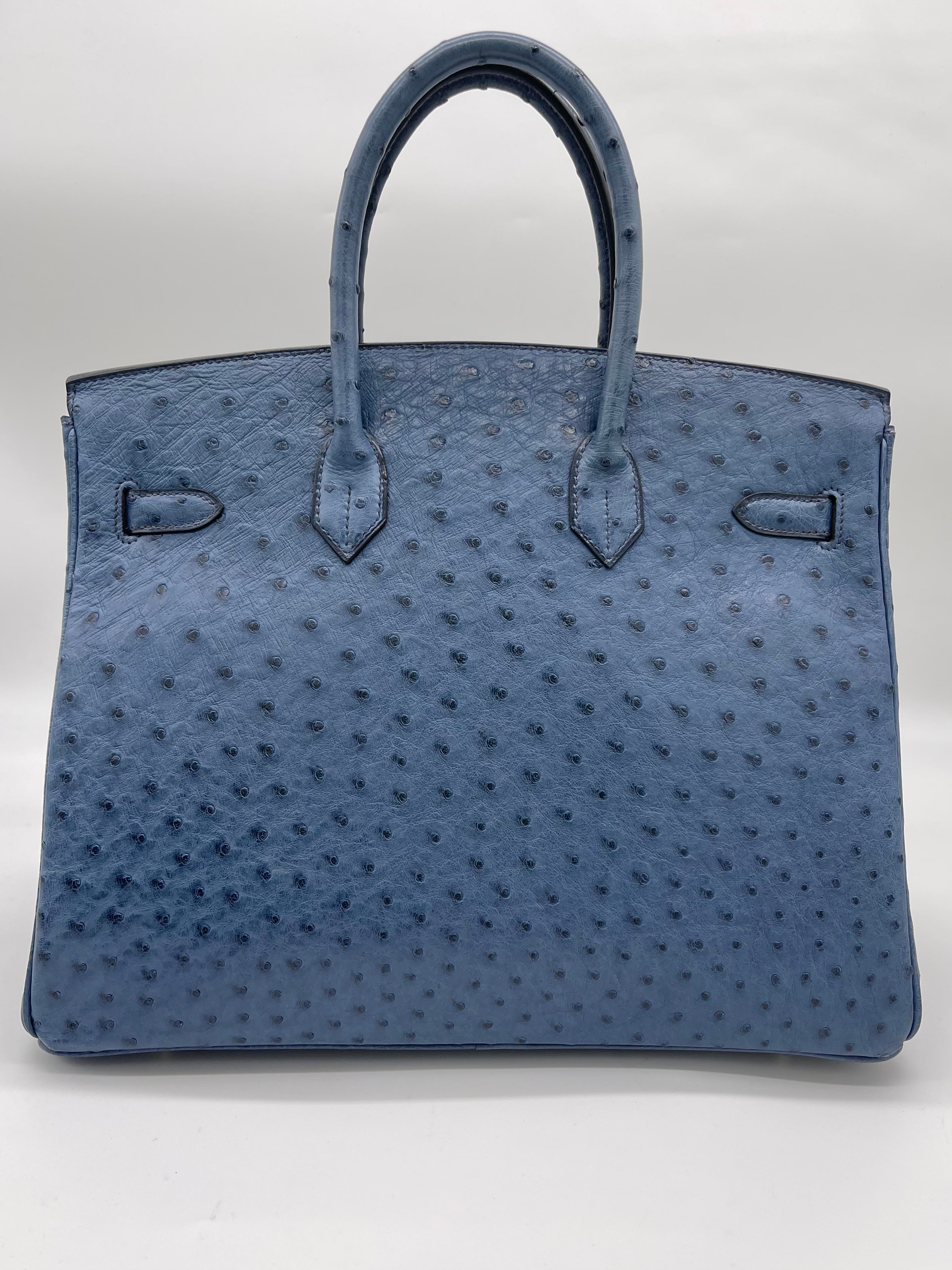 Birkin 35 Ostrich Bleu Roy Palladium Hardware