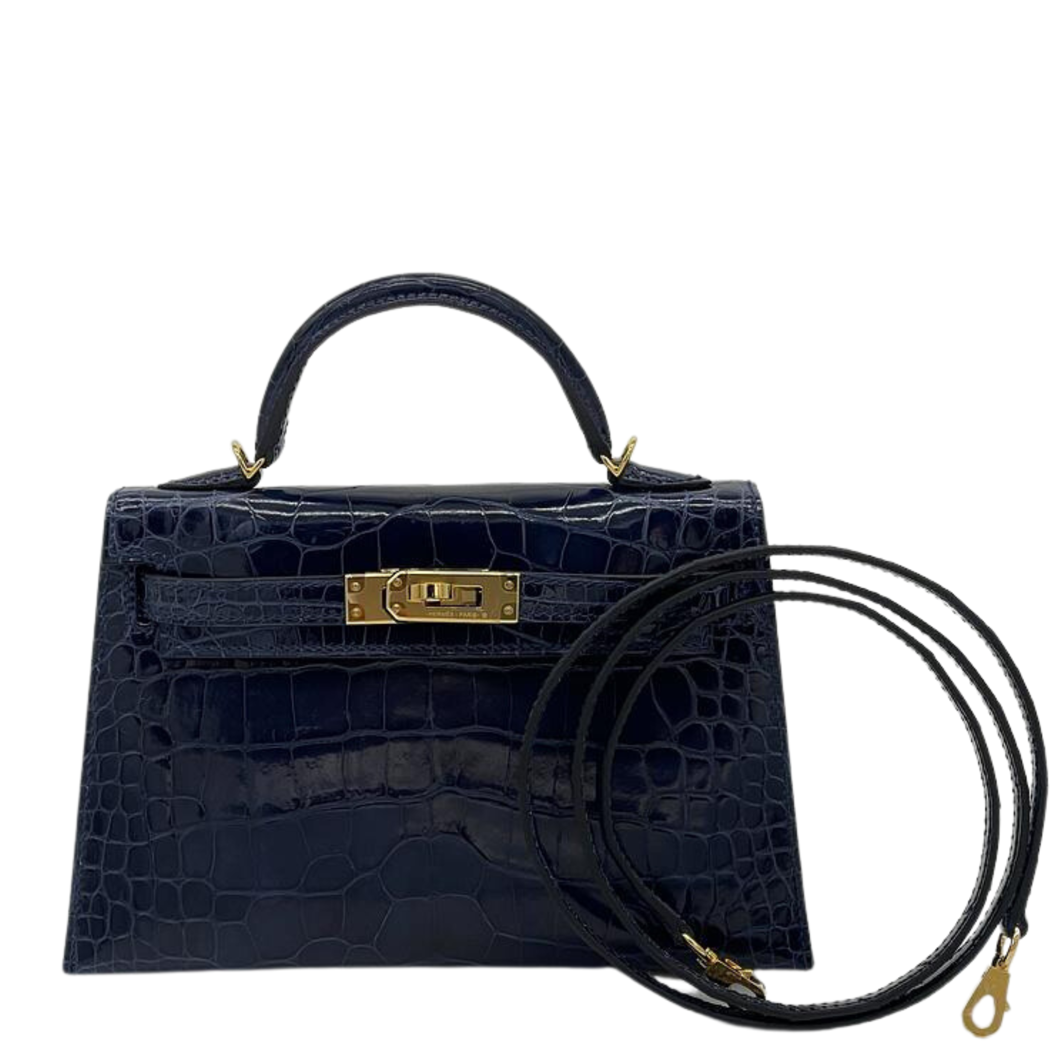 Kelly II 20 Sellier Alligator Bleu Saphir Gold Hardware