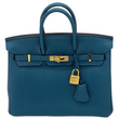 Birkin 25 Togo Bleu Jean Gold Hardware