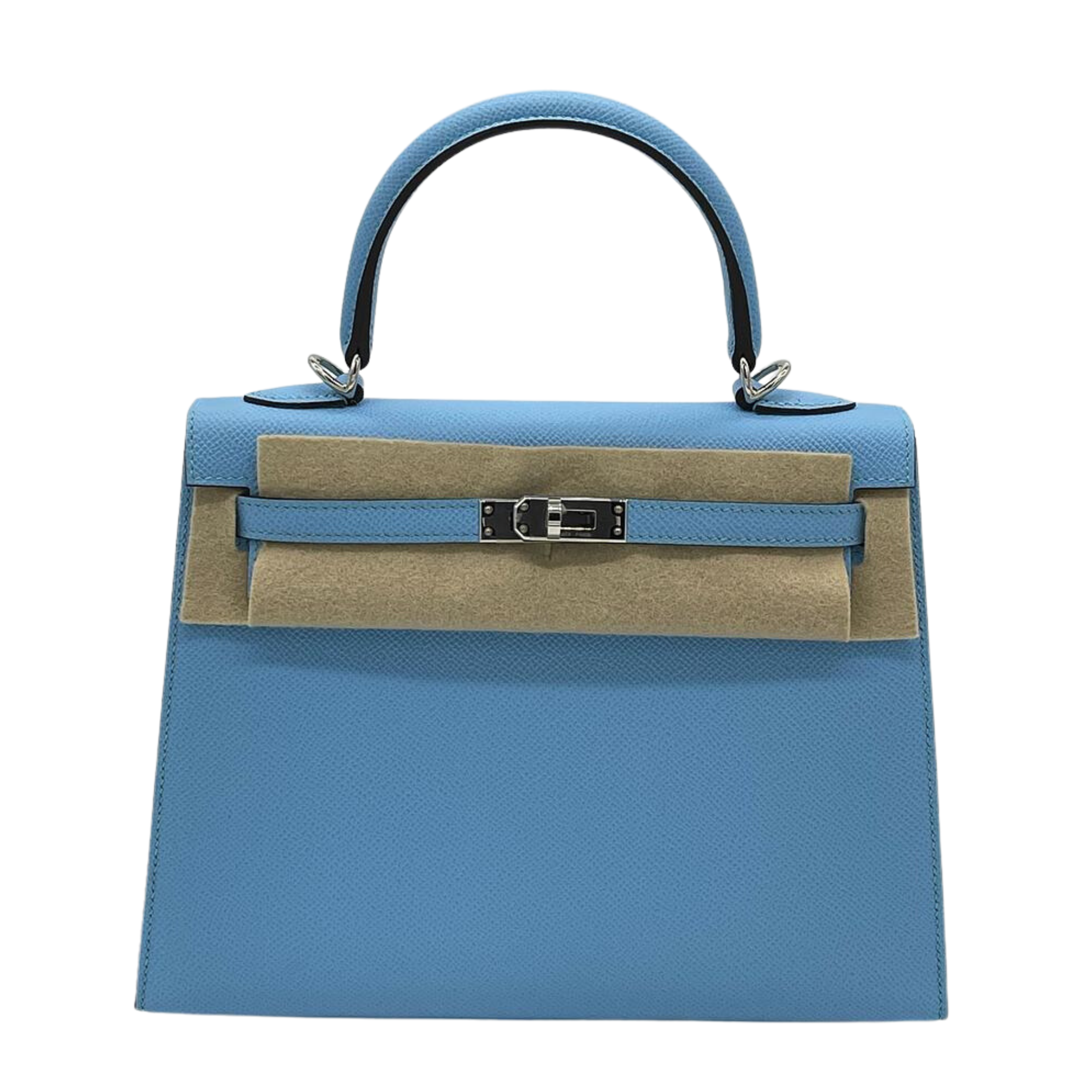 Replica Hermes Kelly Sellier 25 Handmade Bag In Celeste Epsom Calfskin