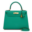 Kelly 28 Epsom Vert Jade Gold Hardware