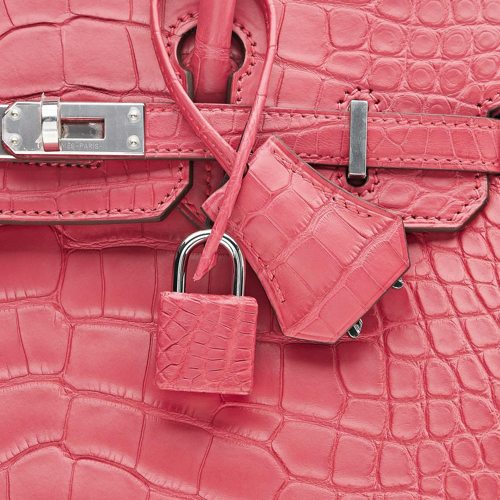 Birkin 25 Matte Alligator Rose Extreme Palladium Hardware Maison